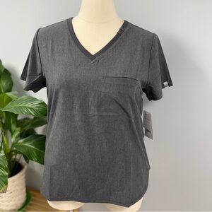 NWT Cherokee Certainty Anti-Microbial Scrub Top L Graphite Gray Scrubs Medical